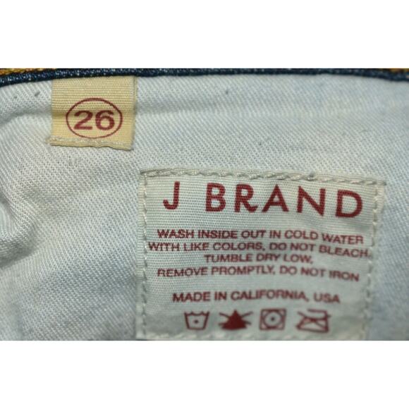 J‎ BRAND $228 Dark Wash Low Rise Distressed Skinny Stretch Denim Jean Size 26 - Picture 3 of 3